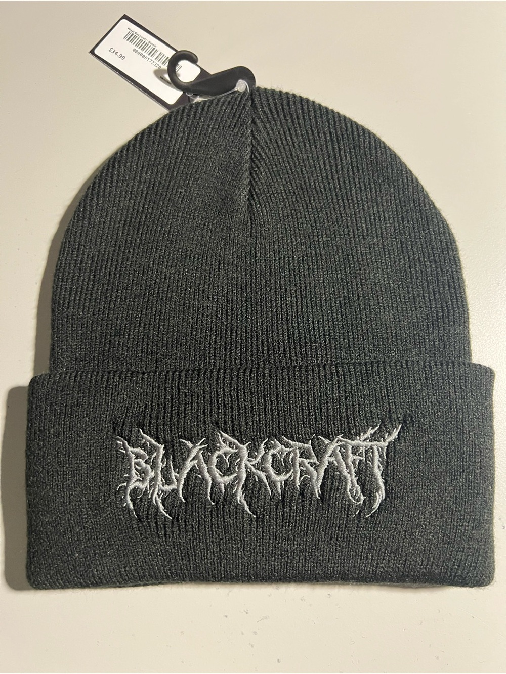 BlackCraft Cult Black Knit Beanie | Silver Embroidered Logo | Gothic NWT